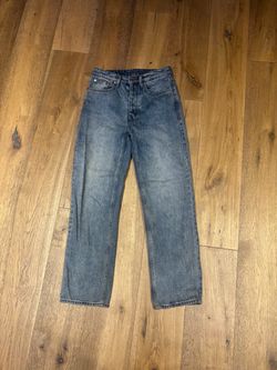 Blue Straight Leg Denim Jeans