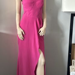 Fuschia Pink Prom Gown Wedding Guest Dress XS 0 2