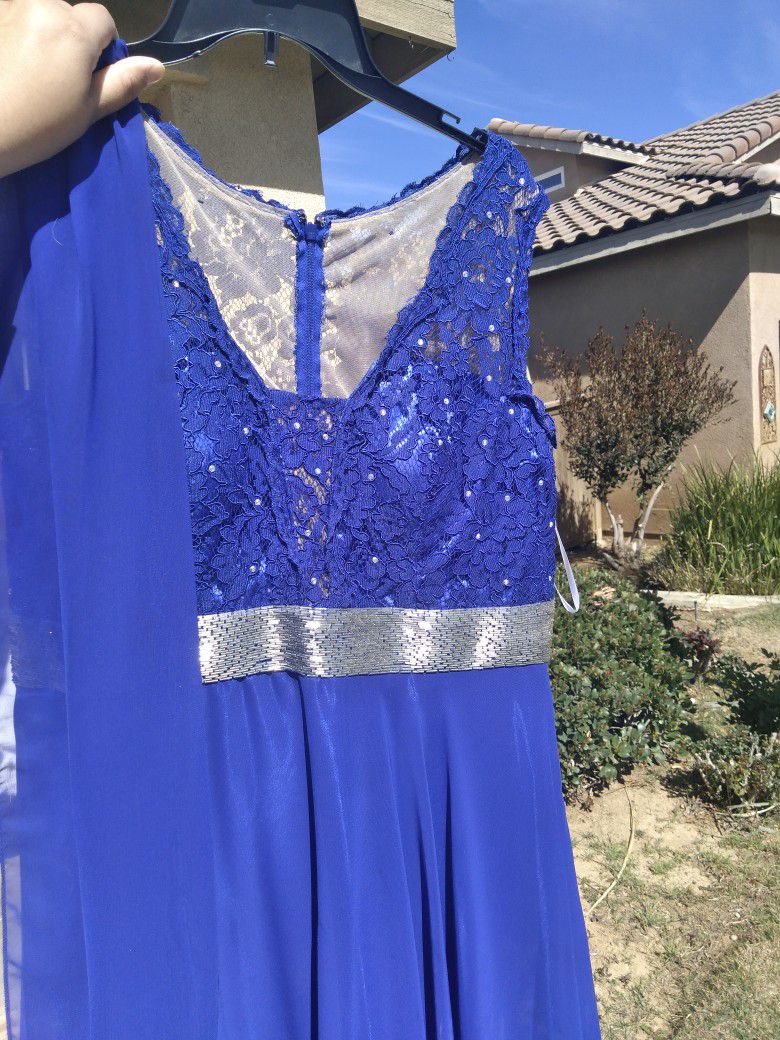 2XL Women's Blue Prom Dress & Gown Silver Sequin 