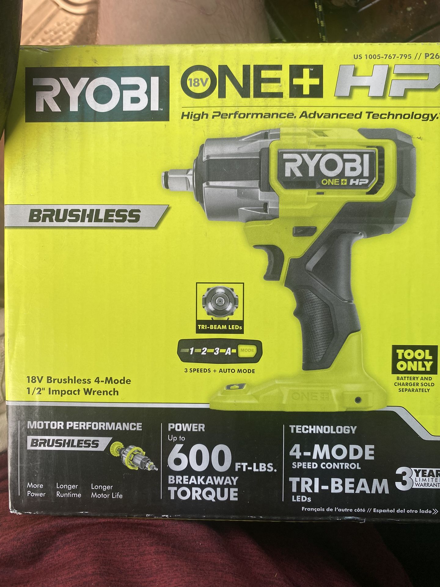 Ryobi One + HP IMPACT WRENCH 1/2”