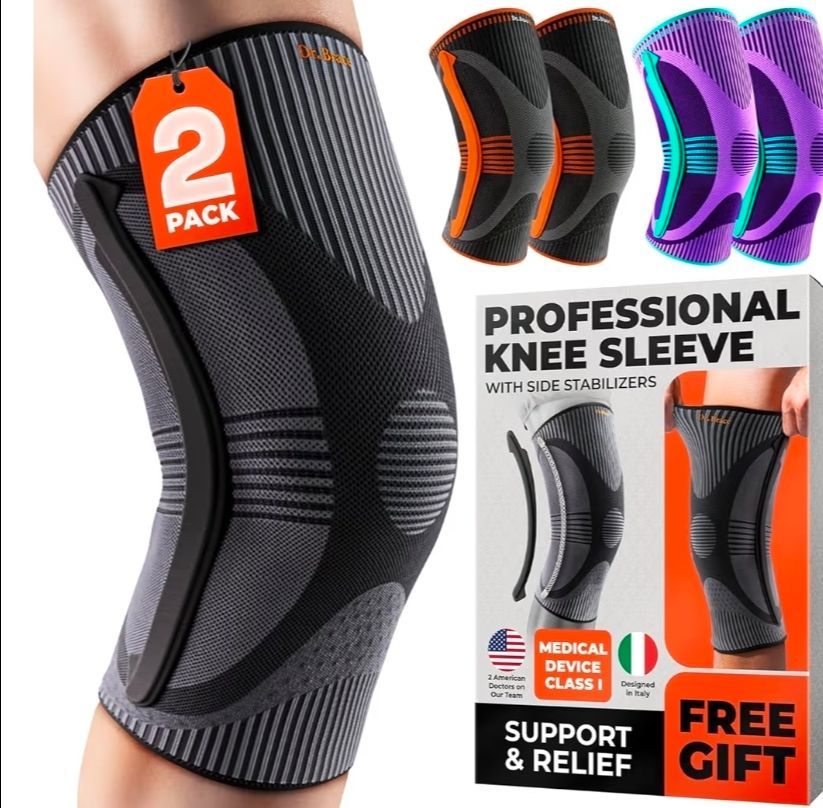 DR. BRACE ELITE Knee Brace Size Stabilizer 2 Pack Knee Brace for Women Men SZ M