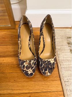 Nine West Women's Leopard Print Wedge Peep-Toe Heels