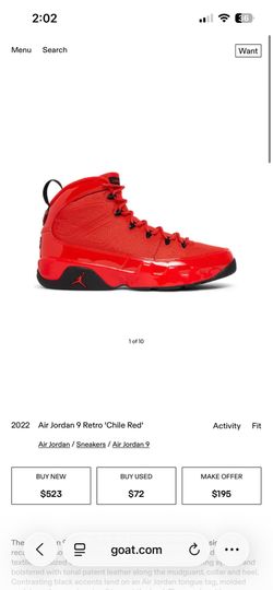 Air Jordan 9 chile red mens size 10
