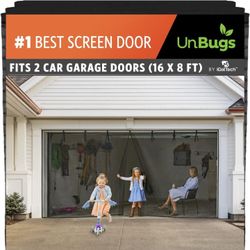 Garage Screen Doors for 2 Car Garage - Fits Double Garage Doors up to 16 Feet Wide x 8 Feet Tall MAX- Pet & Kid Friendly