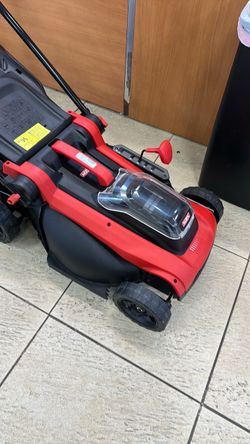 Red and Black Cordless Electric Lawn Mower