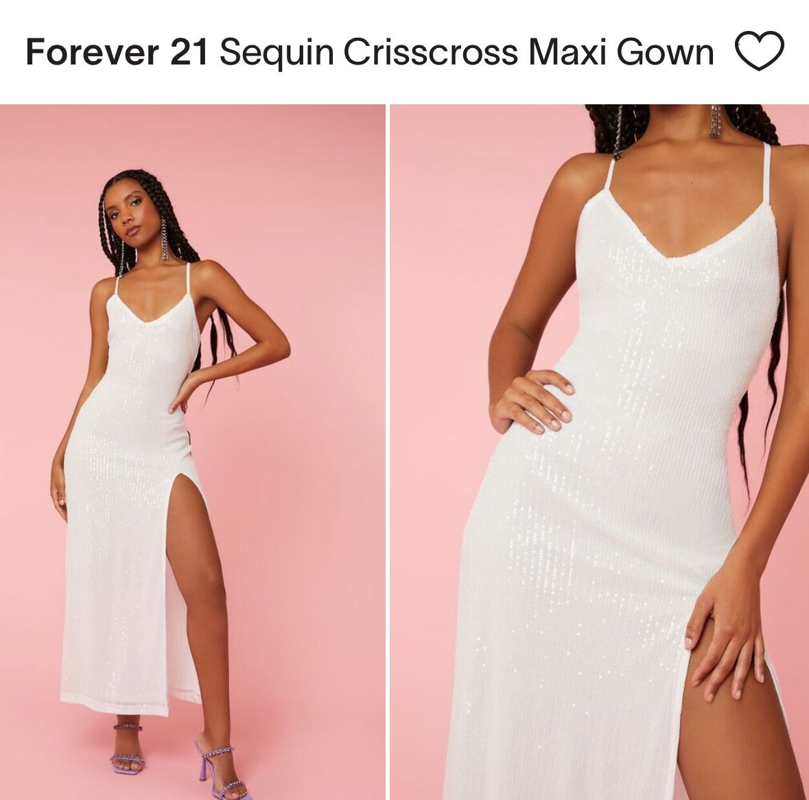 Forever 21 Sequin Crisscross Maxi Gown size M white