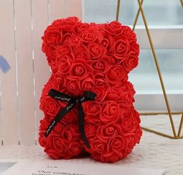 Red Rose Foam Teddy Bear with Ribbon