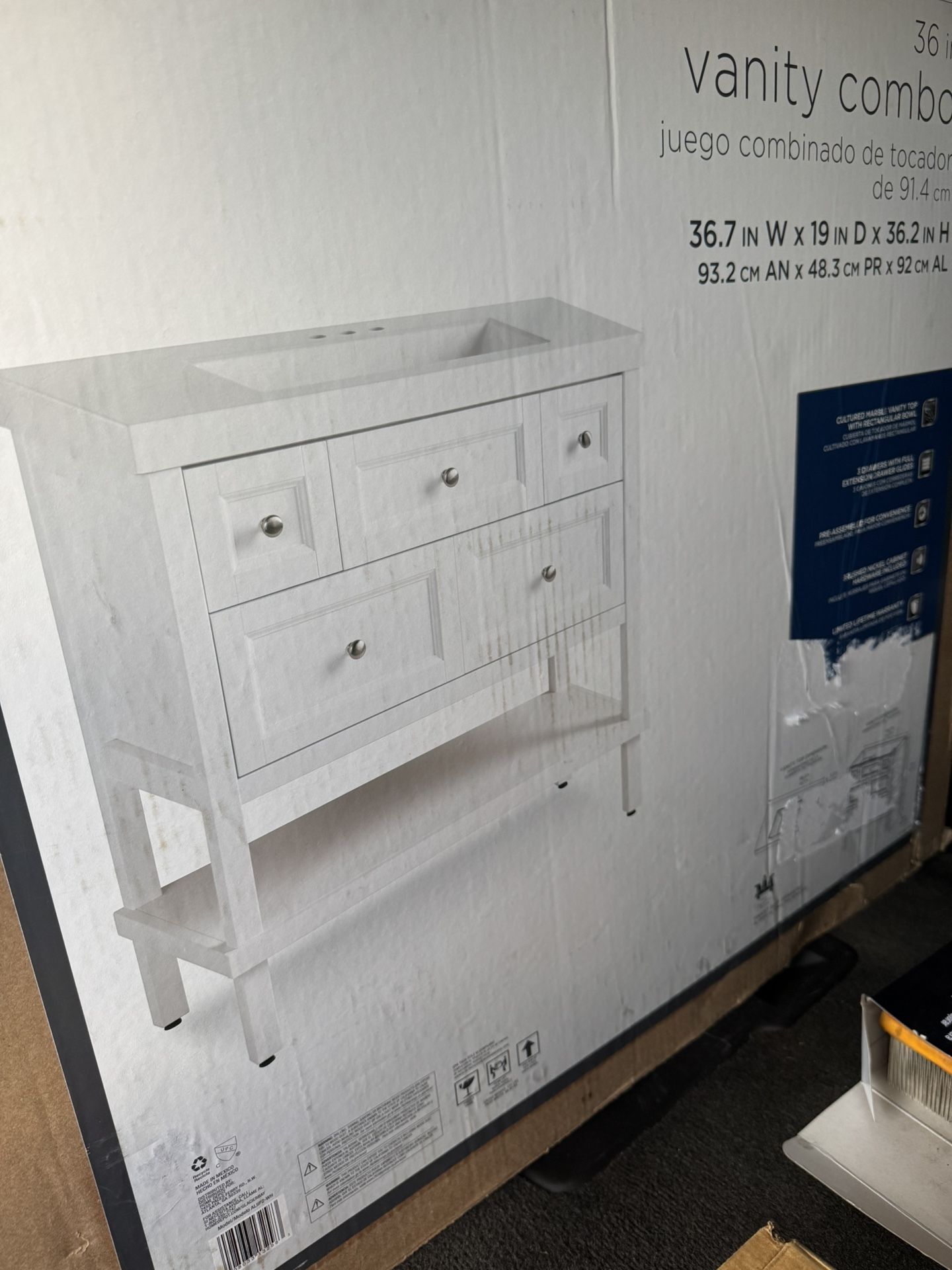 Vanity Combo 36 Inch  Ashland Culture Marble Vanity Top