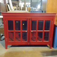 Red Cabinet With Glass Doors 
