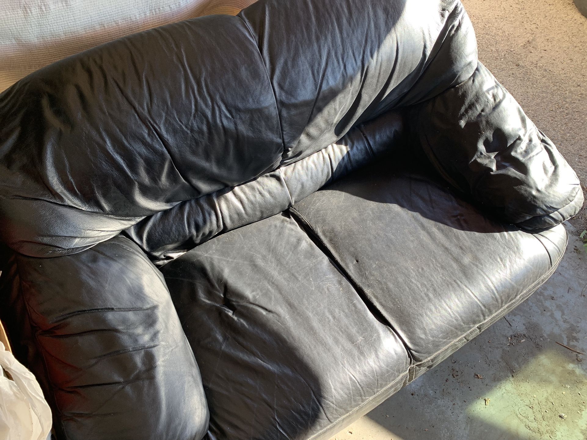 Leather loveseat