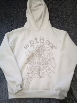 Spider hoodie all white with diamonds
