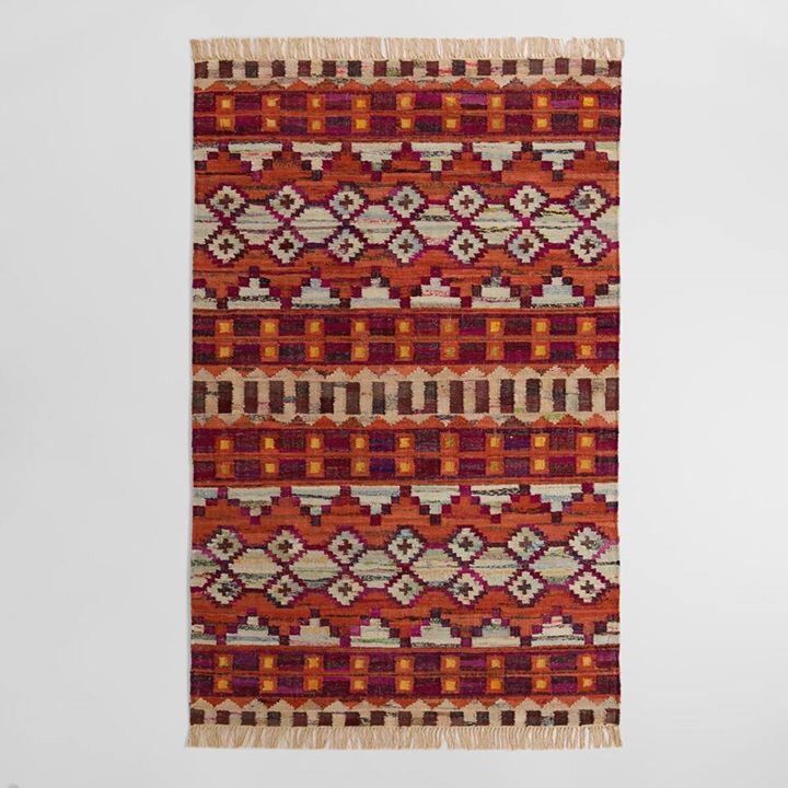 5'x8' Woven Cotton Kilim Orissa Area Rug w/rug pad (World Market - sold out online)