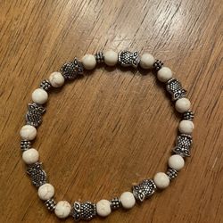 White Crackle And Owl Bracelet