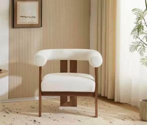 Harper & Bright Designs Beige Velvet Upholstered Round Arm Chair with Solid Birch Wood Legs Have 5 chairs available  $99 each