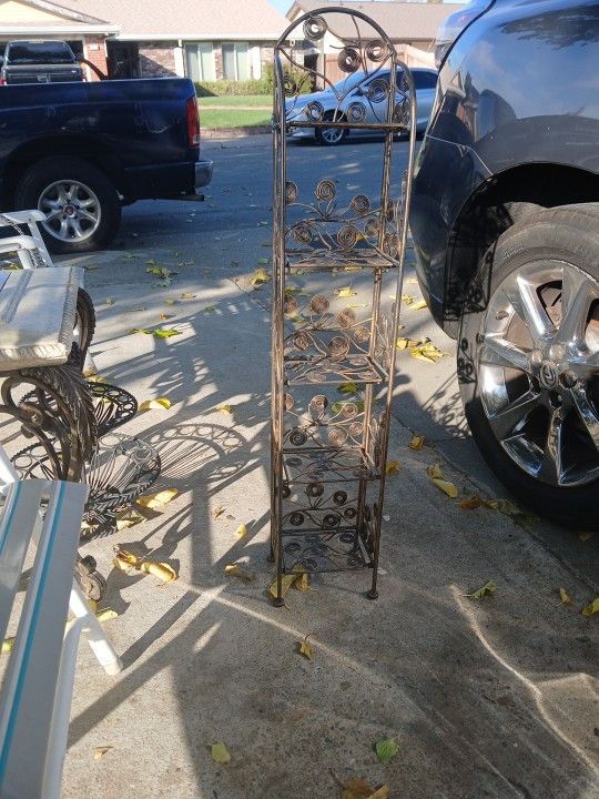 5-Tier Tall, Narrow Wrought Iron Collapsible 42" Tall