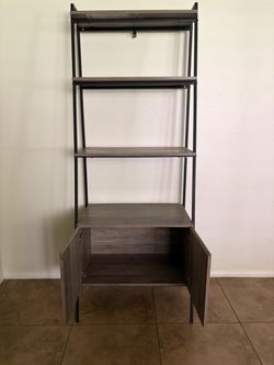 Industrial Ladder Bookshelf with Cabinet