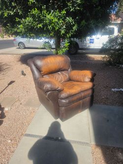 Brown leather recliner