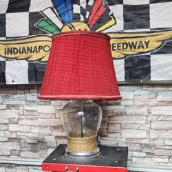 Vintage Lamp With Red Shade 