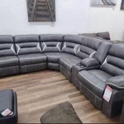 New Ashley Brand Dark Gray Power Reclining Sectional Sofa Couch 