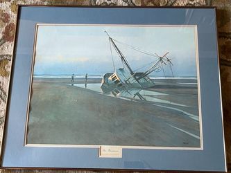 Large Al Barnes lithograph art “The Barriers”