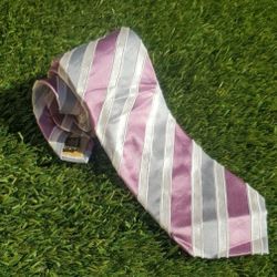 Donald J. Trump Signature Collection Men's Necktie Pink White & Grey 100% Silk