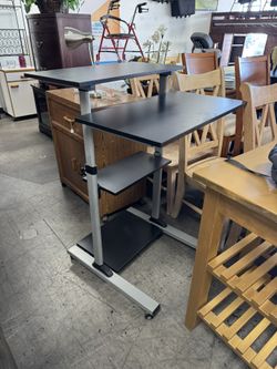 Rolling Standing Desk Height Adjustable Computer Cart 