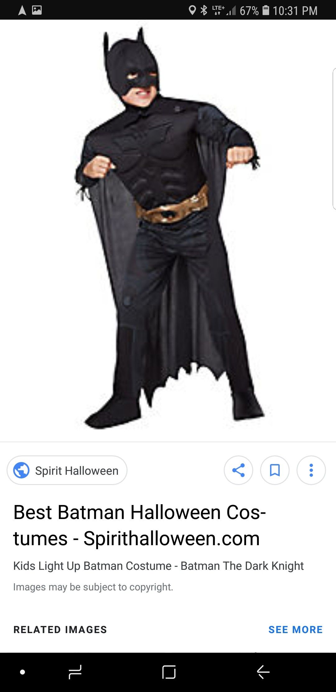 Batman costume age 7, 8,