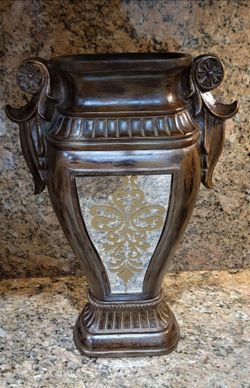 Decorative Urn Vase with Mirrored Panel