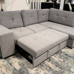 Silver grey linen sectional Sofa new In Box Buy Now Pay Later $39 Down No Credit Needed