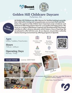Daycare/ Infantcare/toddler Care/ Preschool Care/ Childcare