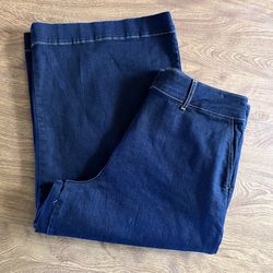 Biden Dark Wash Indigo Blue Stretchable Wide Leg Crop denim Jeans size 10R