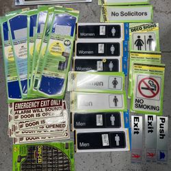 New Unopened Assorted Signage Lot. $15 Takes All. You Must Pickup