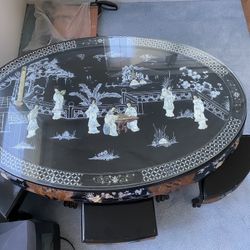 Vintage Asian Tea Table with Mother of Pearl Details