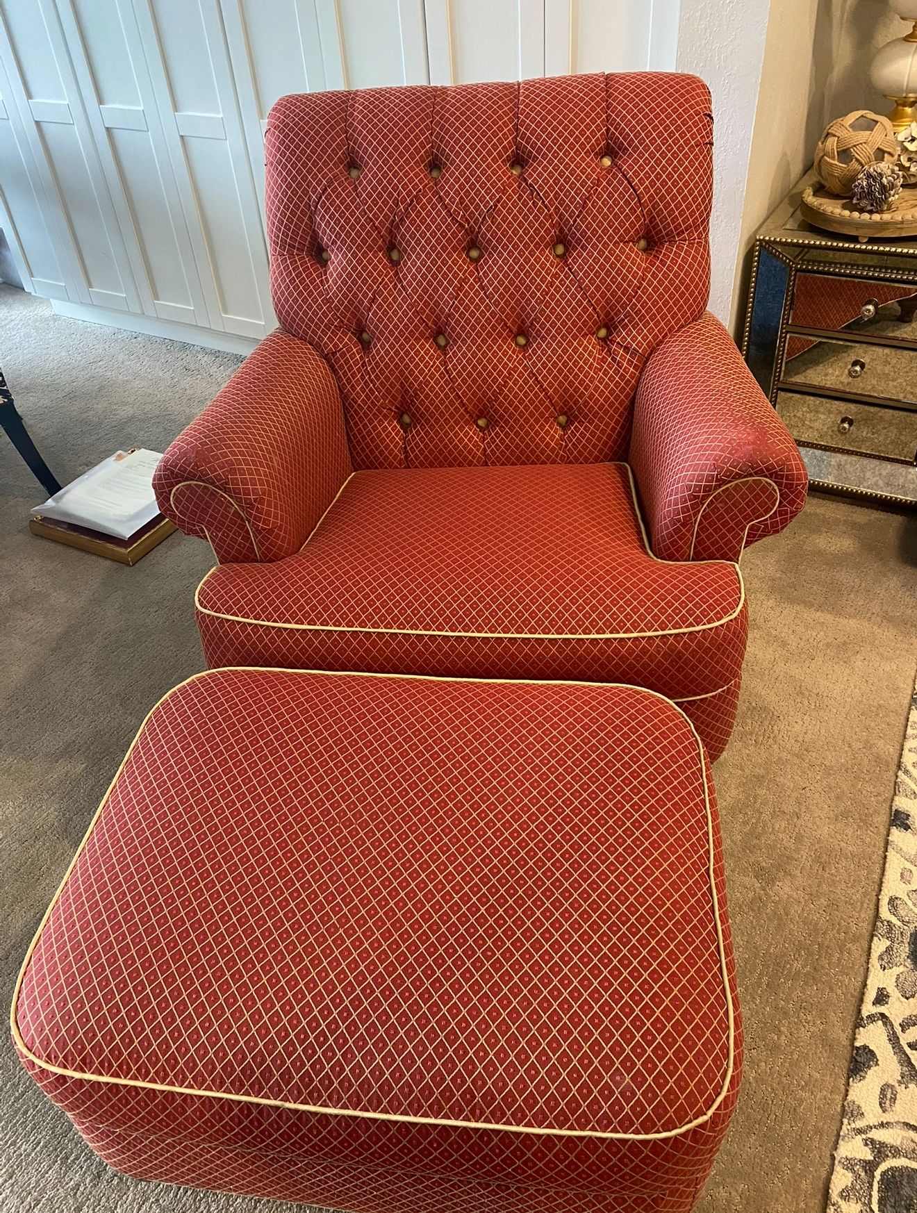 Custom Ethan Allen Chair and Ottoman