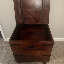 Walnut End Table Wooden Chest