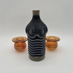 Carl Nampel Stoneware Bottle Vase Global Views Amber Candle Holders Pair Set