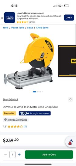 DEWALT 15-Amp 14-in Metal Base Chop Saw