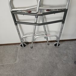 Walker! 23" Drive Medical- Deluxe Two Button Folding Walker w/rolling Wheels