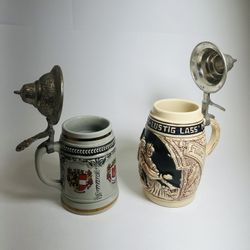 Lustig Fass Mich-Lustig Lass Beer Stein  German Stein/ Salzburg, Sterreich, Tirol Stein With Lid