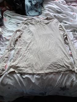 Beige Long Sleeve Crew Neck Shirt