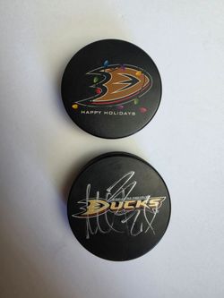 Anaheim Ducks NHL Officially Licensed Hockey Pucks ~ Set of 2