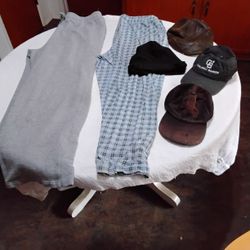 Men's XL Sweatpants, Pj Bottoms And 4 Hats All For 