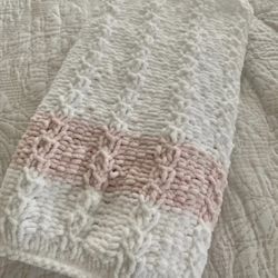 Baby Girl Hand Knit Blanket / Baby Room Decor 