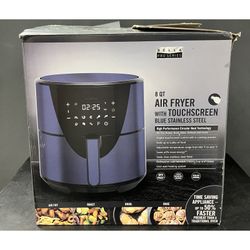 Bella Pro Series 8 QT Digital Air Fryer  Stainless Steel Blue Ink