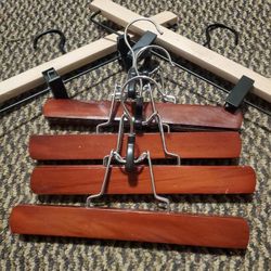 Wood And Steel Clip Pant Hanger