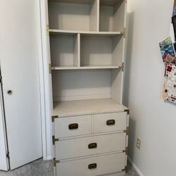 Vintage Campaign Bookshelf Hutch Dresser MCM