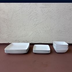 One New Set of Square Ceramic Plates And Bowls Dinnerware