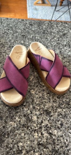new Dansko Bridget Wedge slide plum suede sz 8