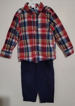 Carter's, Boys, Long Sleeve Paid Shirt And Blue Pants, 3T, 4T