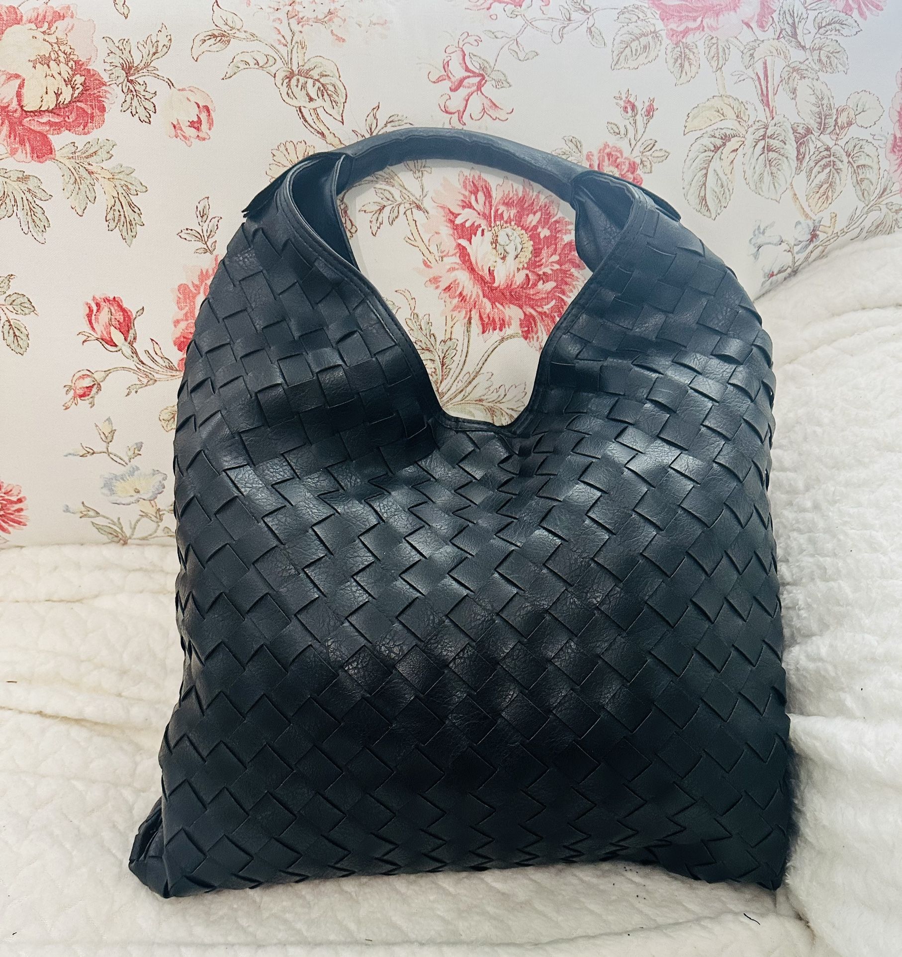 Black Hobo Purse Vegan Leather Shoulder Bag